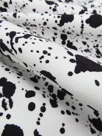 White/Black Rayon/Nylon/Lycra Splatter Print Stretch Bengaline Suiting - NY Designer - 56W