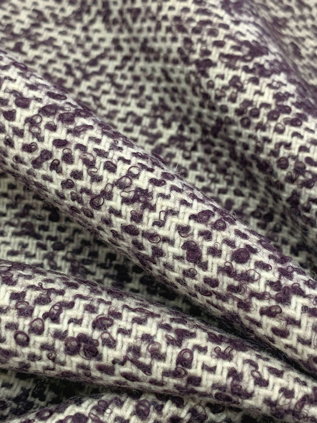 Raisin/Off-White Wool/Nylon Boucle Coating - NY Designer - 59W