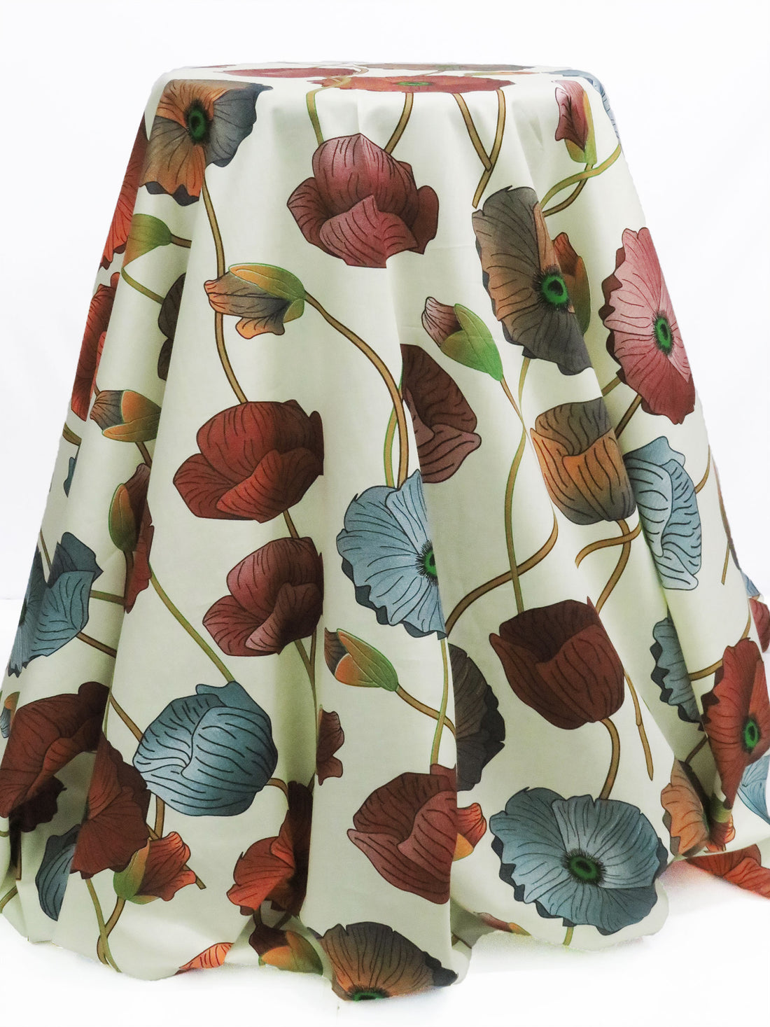 Palest Lemon/Deep Brick Red/Graham Cracker/Multi 100% Cotton Large Floral Print Voile 56W