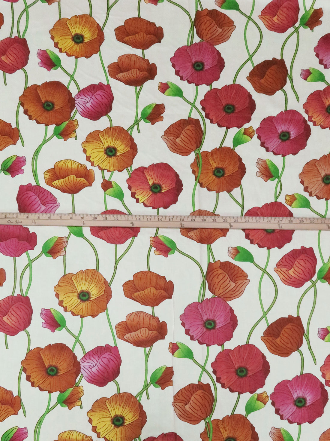 Light Banana Yellow/Berry/Spring Green/Multi 100% Cotton Large Floral Print Voile 56W