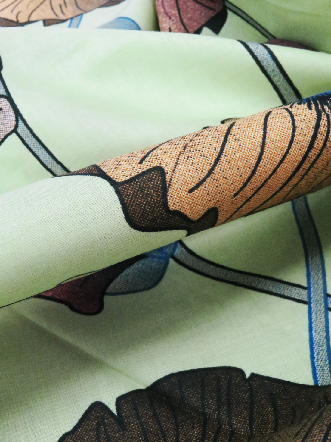 Pistachio/Espresso/Dark Cerulean/Multi 100% Cotton Large Floral Print Voile 56W