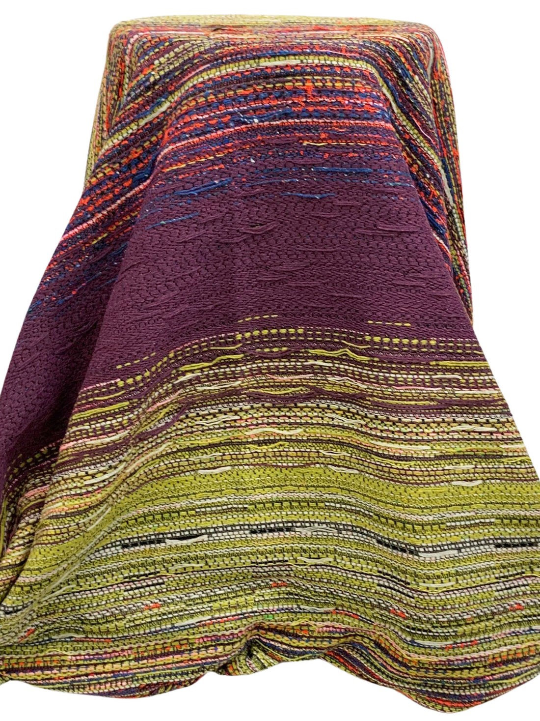 Dark Byzantium/Tan/Multi Wool/Polyester Horizontal Boucle Stripe Coating - Imported From Italy - 49W