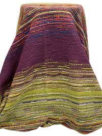 Dark Byzantium/Tan/Multi Wool/Polyester Horizontal Boucle Stripe Coating - Imported From Italy - 49W