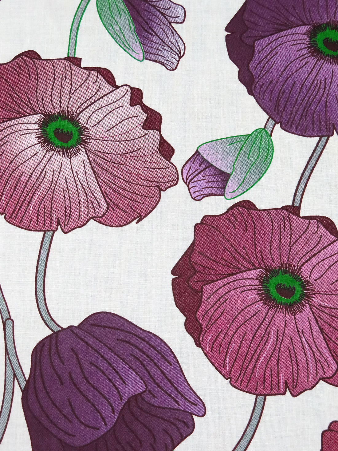 White/Japanese Violet/Muted Claret/Multi 100% Cotton Large Floral Print Voile 56W