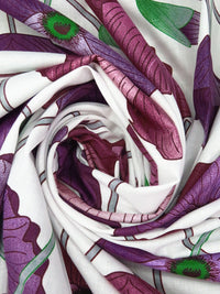 White/Japanese Violet/Muted Claret/Multi 100% Cotton Large Floral Print Voile 56W