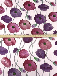 White/Japanese Violet/Muted Claret/Multi 100% Cotton Large Floral Print Voile 56W