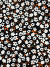 Black/Burnt Orange/White Polyester/Lycra Floral Print Double Brushed Knit 58W