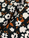 Black/Burnt Orange/White Polyester/Lycra Floral Print Double Brushed Knit 58W