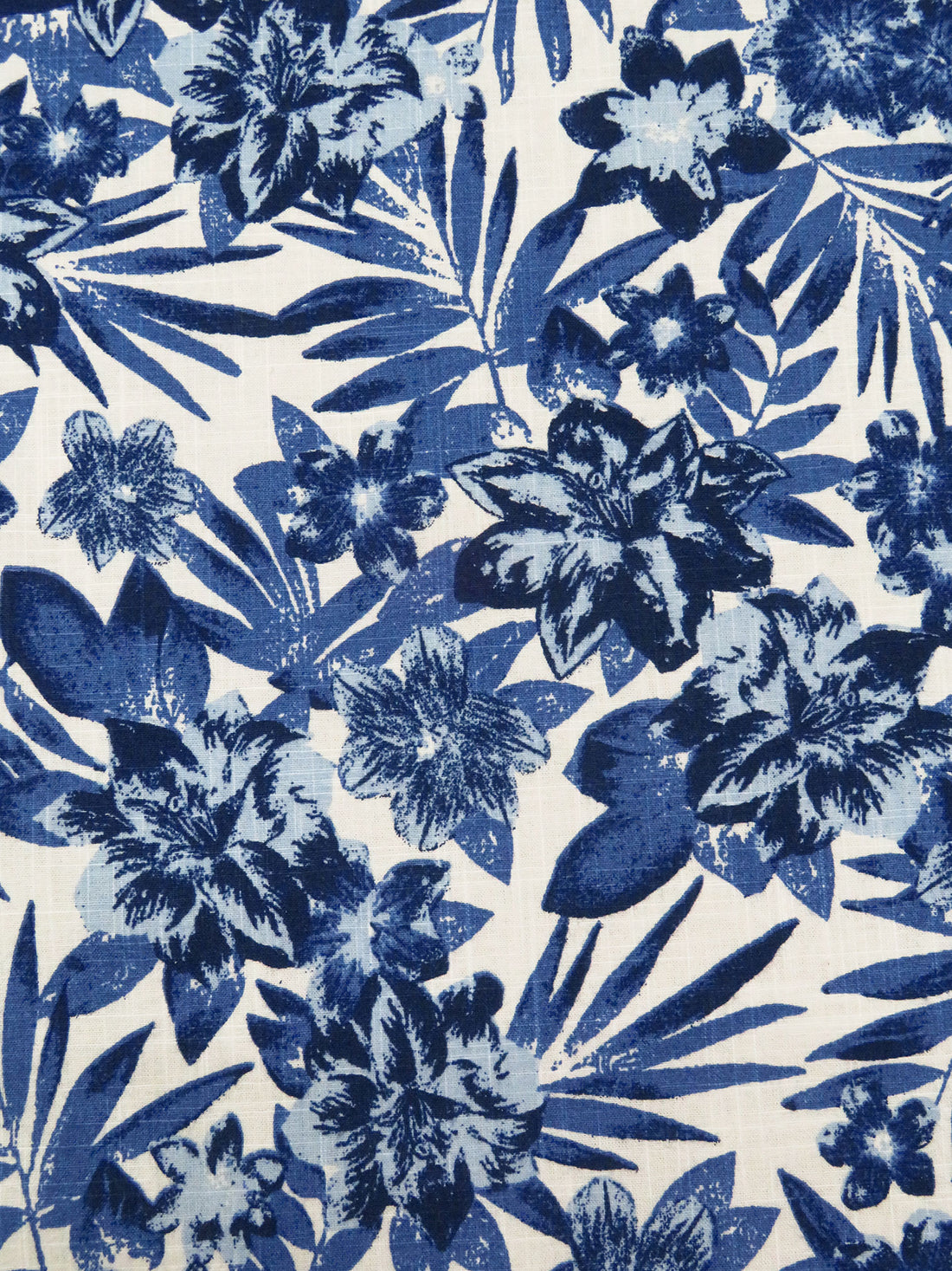 Dark Cornflower/White/Midnight Navy/Multi 100% Cotton Tropical Floral Print Slubbed Lawn 56W