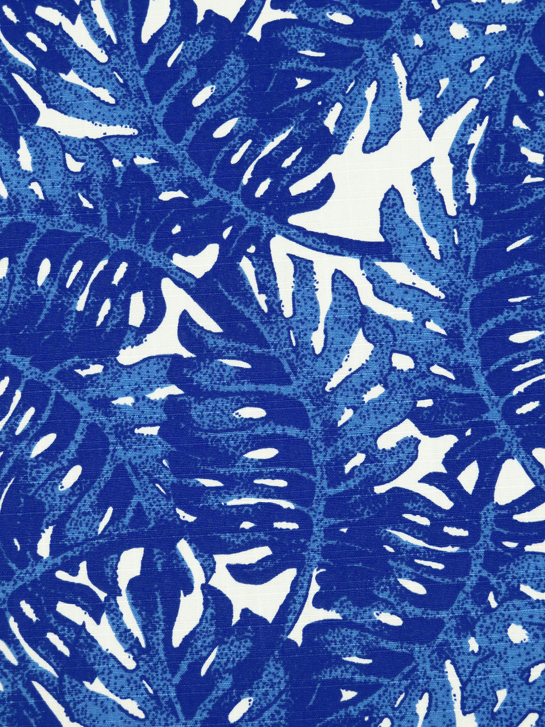 True Blue/St Patrick's Blue/White 100% Cotton Tropical Leaf Print Ripstop Shirting 60W