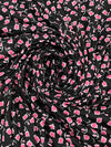 Black/Charm Pink/White Polyester/Lycra Floral Print Double Brushed Knit 58W