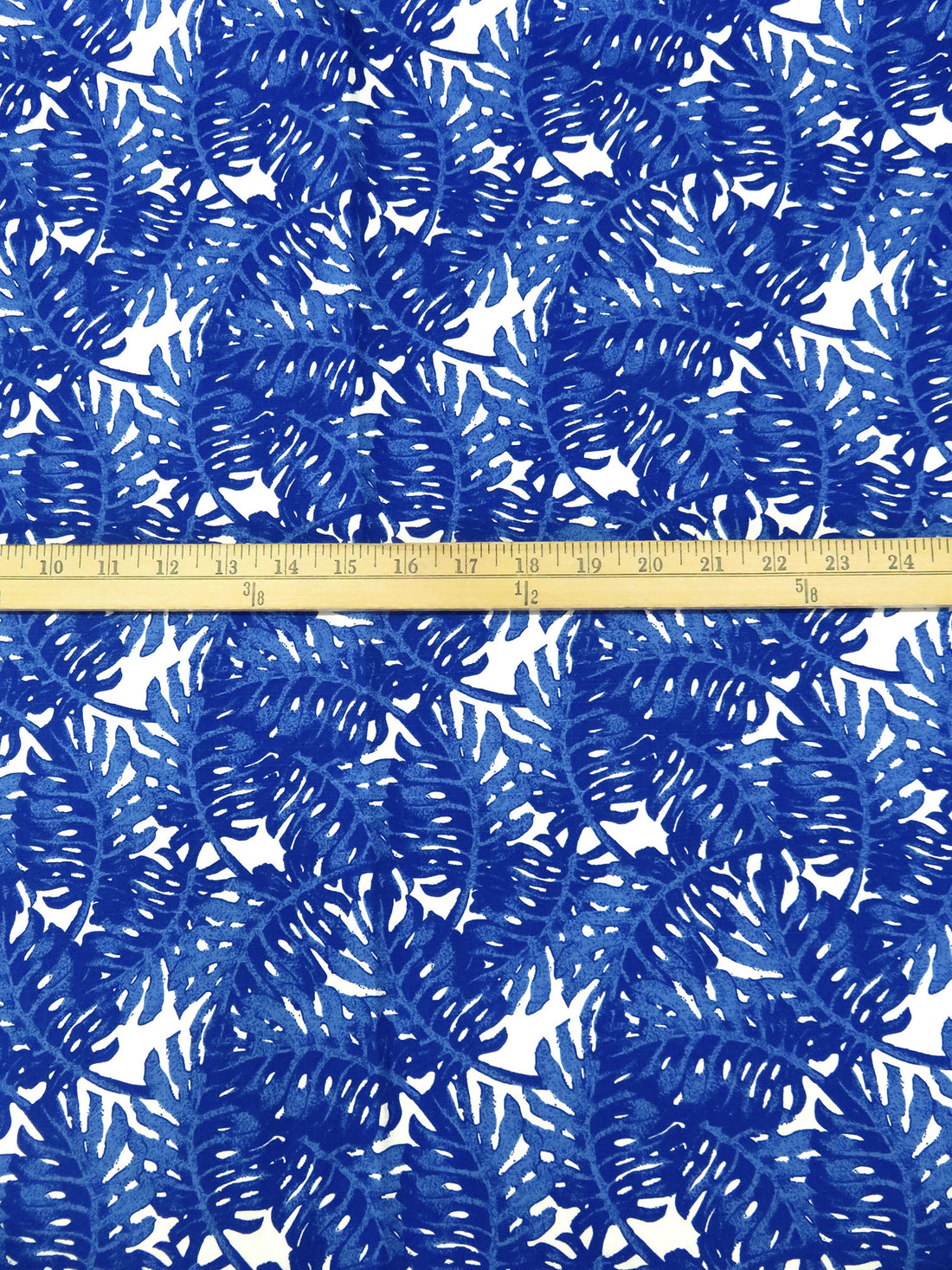 True Blue/St Patrick's Blue/White 100% Cotton Tropical Leaf Print Ripstop Shirting 60W