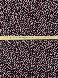 Black/Charm Pink/White Polyester/Lycra Floral Print Double Brushed Knit 58W