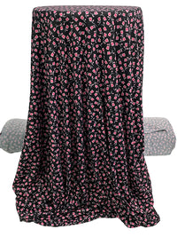 Black/Charm Pink/White Polyester/Lycra Floral Print Double Brushed Knit 58W