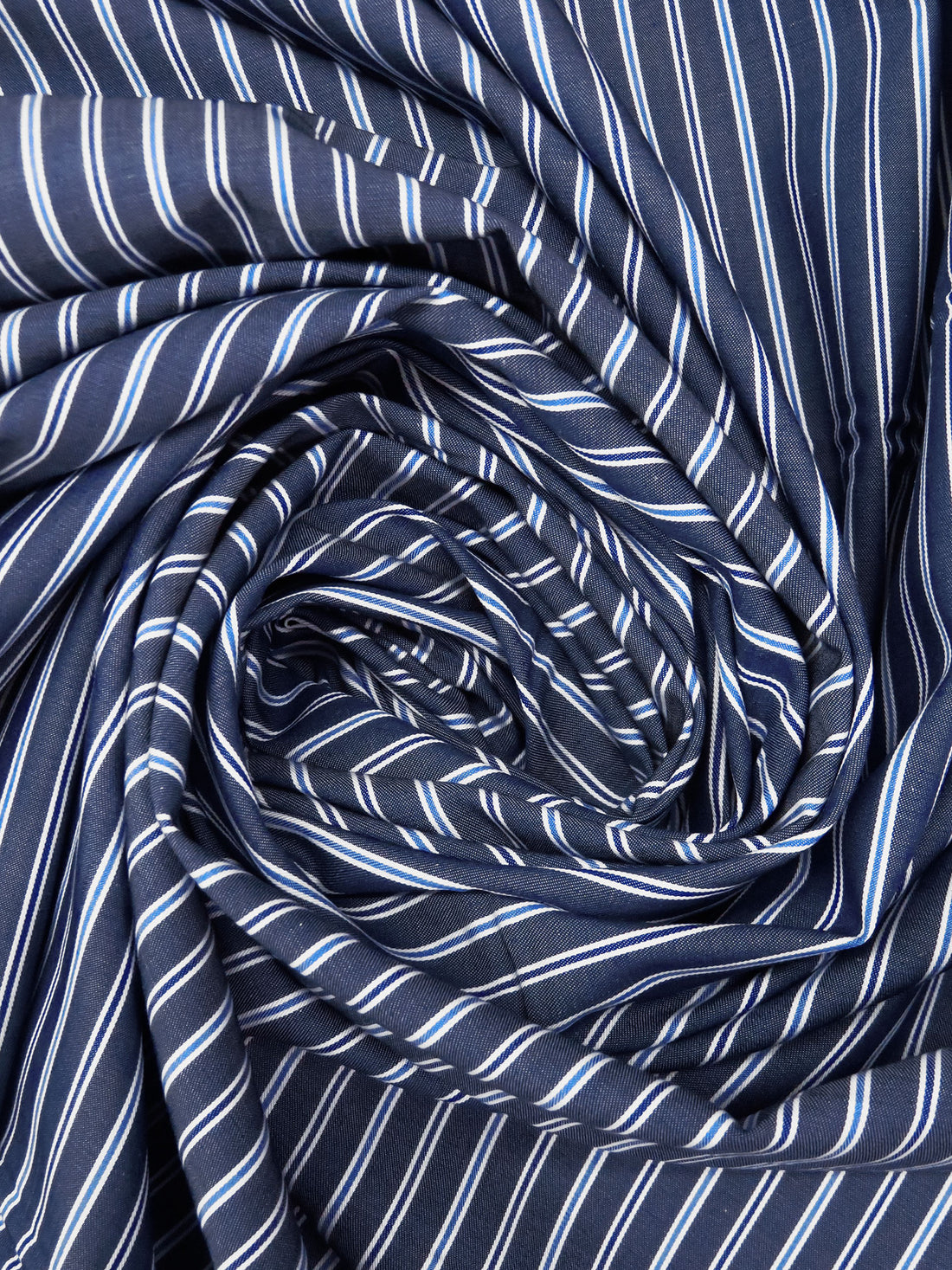 Dark Blue/Vista Blue/Midnight Navy/White 100% Cotton Vertical Stripe Weave Shirting 60W