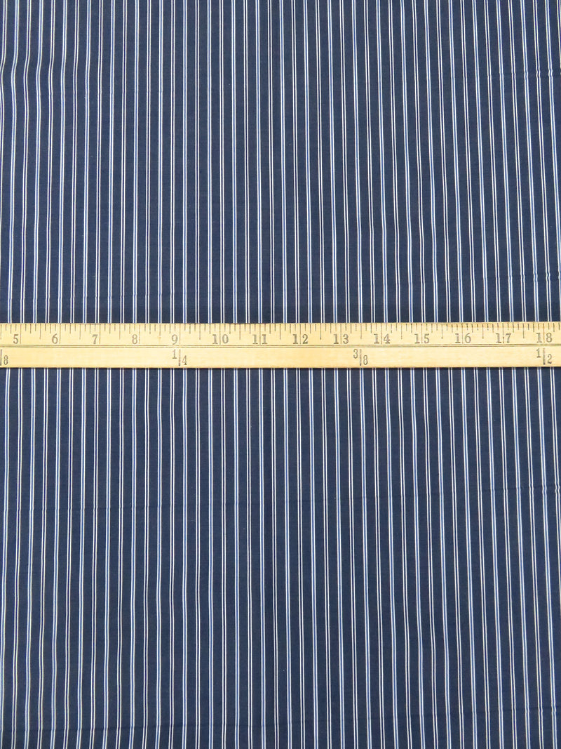 Dark Blue/Vista Blue/Midnight Navy/White 100% Cotton Vertical Stripe Weave Shirting 60W