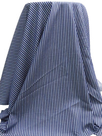 Dark Blue/Vista Blue/Midnight Navy/White 100% Cotton Vertical Stripe Weave Shirting 60W