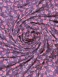 Warm Amethyst/Fandango Pink/White Polyester/Lycra Floral Print Double Brushed Knit 60W