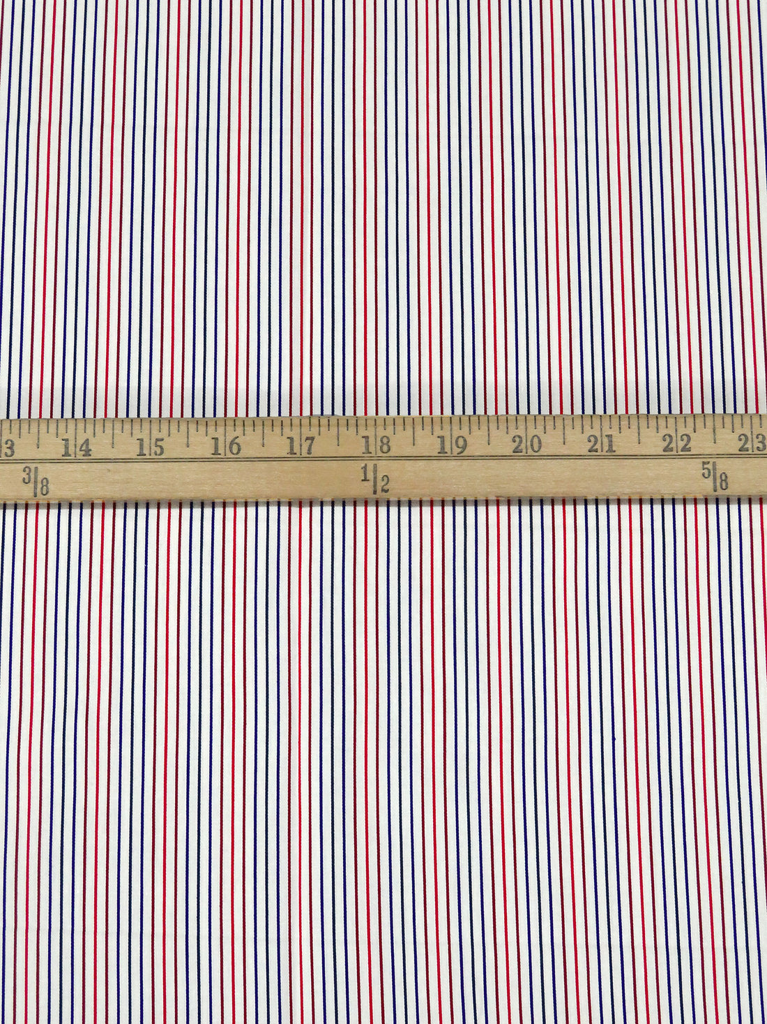 White/Dark Blue/Crimson/Multi 100% Cotton Vertical Stripe Weave Shirting 58W