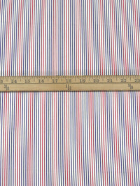 White/Dark Blue/Crimson/Multi 100% Cotton Vertical Stripe Weave Shirting 58W