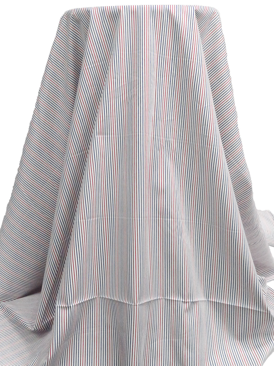 White/Dark Blue/Crimson/Multi 100% Cotton Vertical Stripe Weave Shirting 58W