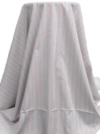 White/Dark Blue/Crimson/Multi 100% Cotton Vertical Stripe Weave Shirting 58W