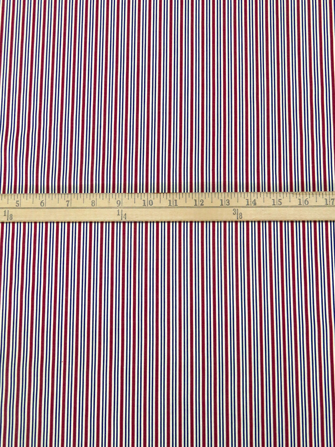 Maroon/White/Dark Blue 100% Cotton Vertical Stripe Weave Shirting 60W