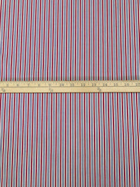 Maroon/White/Dark Blue 100% Cotton Vertical Stripe Weave Shirting 60W