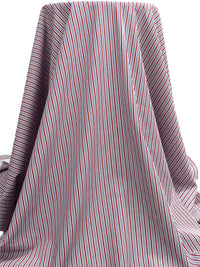 Maroon/White/Dark Blue 100% Cotton Vertical Stripe Weave Shirting 60W
