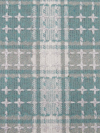 Steel Teal/Off-White/Silver Polyester/Metallic Novelty Plaid Weave Coating - Imported From Italy - 60W