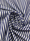 Dark Imperial Blue/White 100% Cotton Vertical Stripe Weave Shirting 58W
