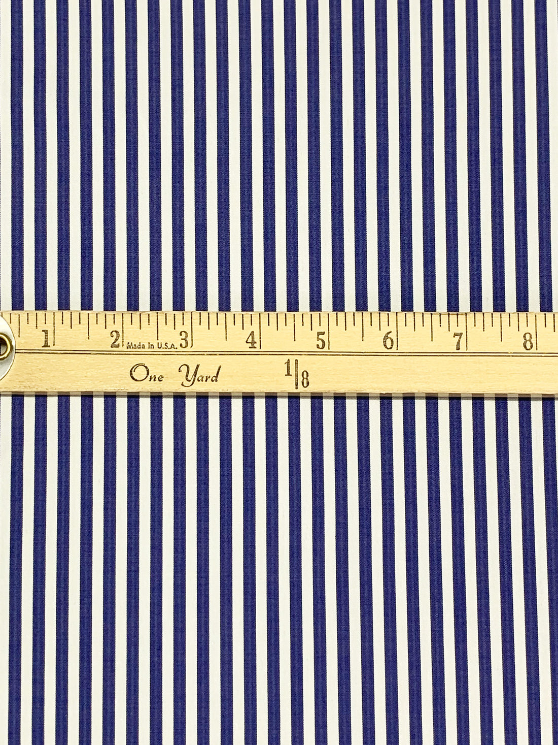Dark Imperial Blue/White 100% Cotton Vertical Stripe Weave Shirting 58W