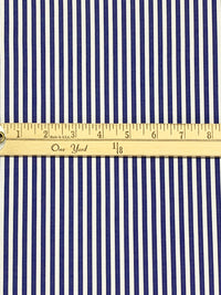 Dark Imperial Blue/White 100% Cotton Vertical Stripe Weave Shirting 58W