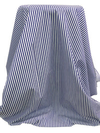 Dark Imperial Blue/White 100% Cotton Vertical Stripe Weave Shirting 58W