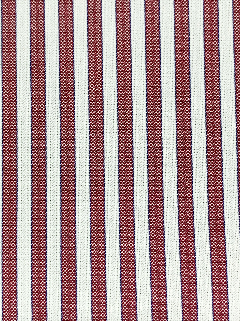 Burgundy/Dark Blue/White 100% Cotton Vertical Stripe Weave Shirting 58W