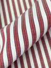 Burgundy/Dark Blue/White 100% Cotton Vertical Stripe Weave Shirting 58W