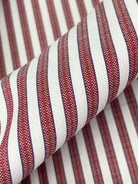 Burgundy/Dark Blue/White 100% Cotton Vertical Stripe Weave Shirting 58W