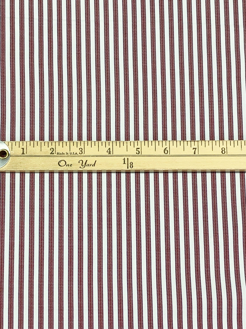 Burgundy/Dark Blue/White 100% Cotton Vertical Stripe Weave Shirting 58W