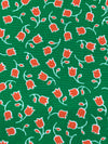 Sea Green/Tangerine/White Polyester/Lycra Floral Print Double Brushed Knit 58W