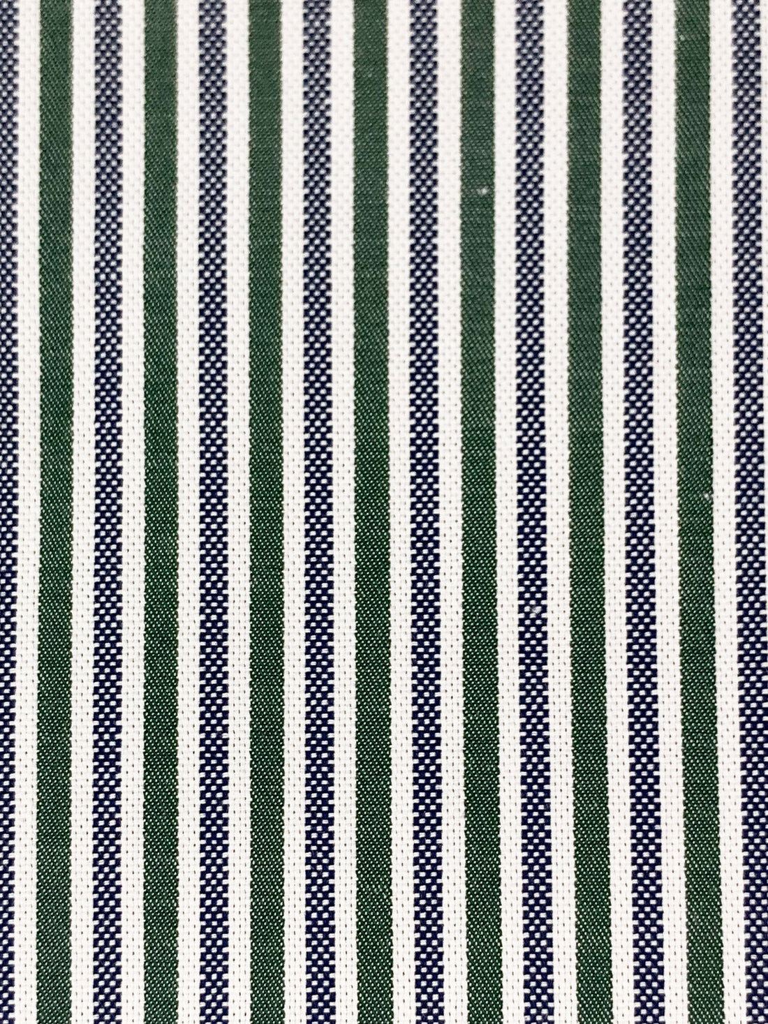 Deep Jungle Green/Dark Navy/White 100% Cotton Vertical Stripe Weave Shirting 58W