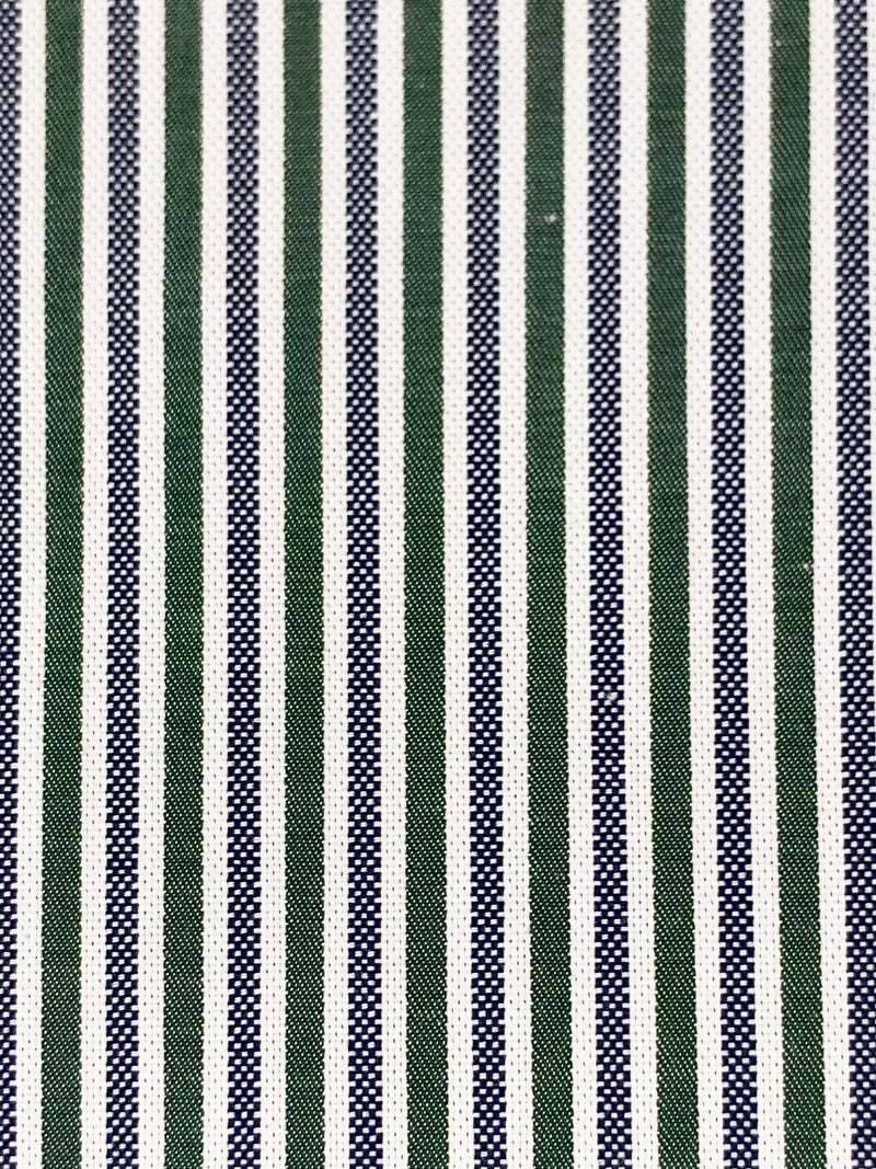 Deep Jungle Green/Dark Navy/White 100% Cotton Vertical Stripe Weave Shirting 58W