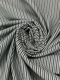 Deep Jungle Green/Dark Navy/White 100% Cotton Vertical Stripe Weave Shirting 58W