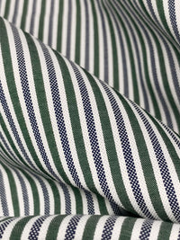 Deep Jungle Green/Dark Navy/White 100% Cotton Vertical Stripe Weave Shirting 58W