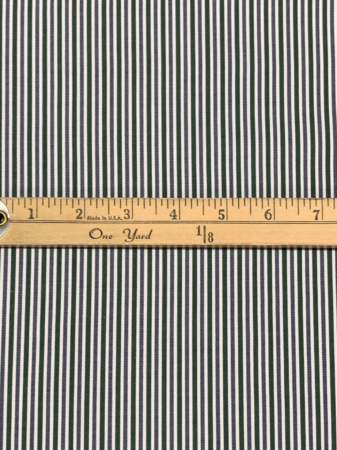Deep Jungle Green/Dark Navy/White 100% Cotton Vertical Stripe Weave Shirting 58W