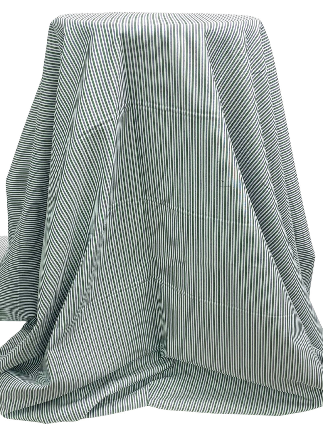 Deep Jungle Green/Dark Navy/White 100% Cotton Vertical Stripe Weave Shirting 58W
