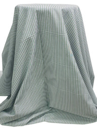 Deep Jungle Green/Dark Navy/White 100% Cotton Vertical Stripe Weave Shirting 58W