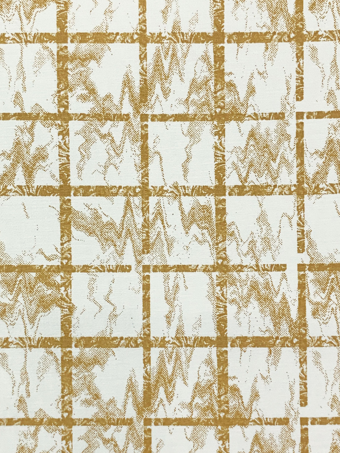 Golden Brown/Off-White Cotton/Lycra Warped Grid Print Stretch Sateen Bottom Weight Woven 52W