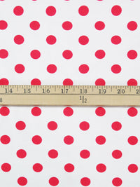 White/Rose Red Rayon/Nylon/Lycra Polka Dot Print Stretch Bengaline Suiting - NY Designer - 58W