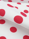 White/Rose Red Rayon/Nylon/Lycra Polka Dot Print Stretch Bengaline Suiting - NY Designer - 58W