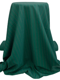 Deep Jungle Green/Navy/Golden Oak 100% Worsted Wool Vertical Stripe Plainweave Suiting 57W